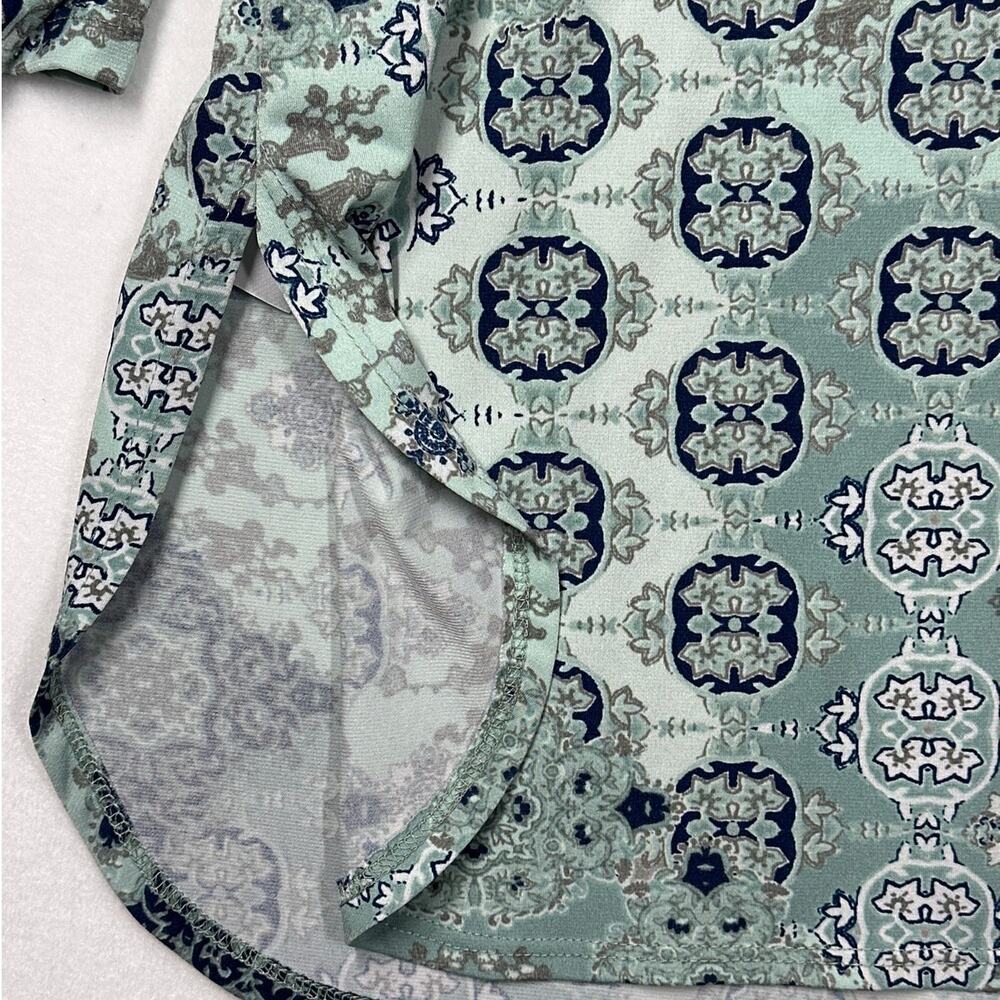 Susan Graver Graphic Mosaic Tunic Top Comfort Stretch 3/4 Sleeves Sage Green XL - Picture 9 of 11